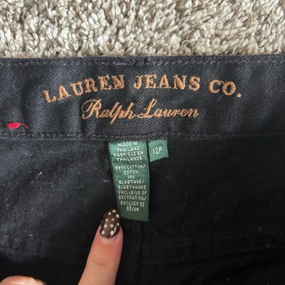 Ralph Lauren Jeans Co Women 12P Black Denim Stretch Petite Classic Casual Pants - Picture 3 of 10
